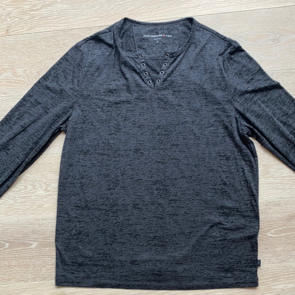 JOHN VARVATOS STAR Eyelet Long Sleeve Henley Tee